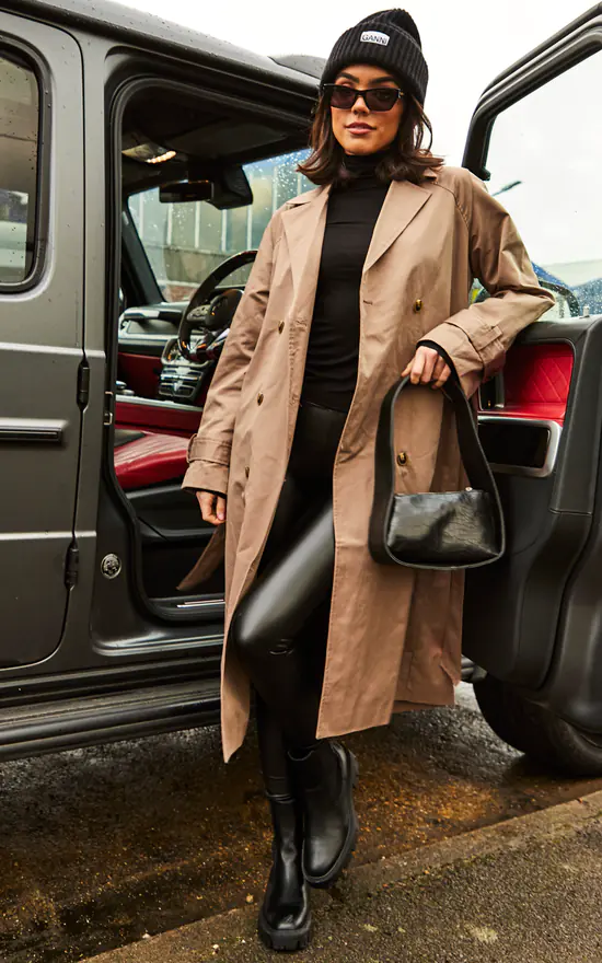 Object Double Breasted Trenchcoat In Brown 3 Object Double Breasted Trenchcoat In Brown - Image 3