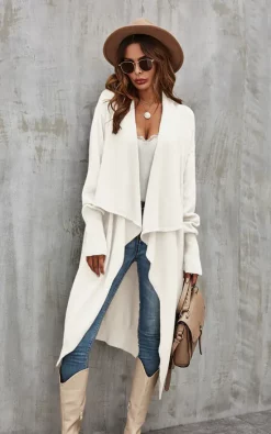 FS Collection Cream Chunky Pleat Oversized Cardigan