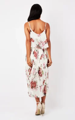 URBAN TOUCH White Floral Print Pleated Cami Midi Dress -DRESSES SHOP 2017 06 28 Ben Ming UrbanTouch42394
