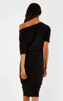 Pleat Boutique Black Lily One Shoulder 1/2 Sleeve Midi Dress -DRESSES SHOP 2017 09 18 Tom Shree PleatBoutique2182