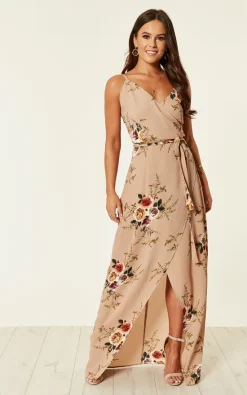 Girl In Mind Mia Floral Wrap Maxi Beige