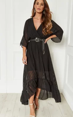 Bella And Blue Black Plunge Maxi Dress