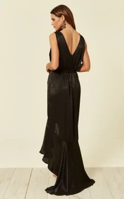 FLOUNCE LONDON Wrap Front Satin Maxi Dress In Black -DRESSES SHOP 2018 10 10 Tom Naomi Flounce125340