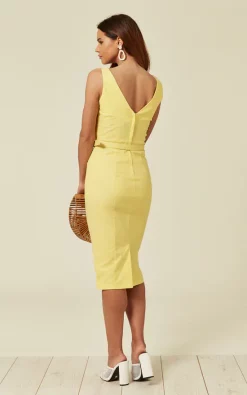 COLLECTIF Ines Belted Low Back Midi Pencil Dress In Yellow -DRESSES SHOP 2019 02 22 Tom Naomi Collectif8457