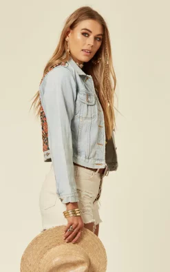 Denim Stories Cropped Light Wash Denim Jacket With Embroidery And Mirror Embellishments -DRESSES SHOP 2019 05 31 Tom Arabella DenimStories83632