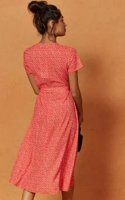 Charlie Holiday Penelope Wrap Midi Dress In Red Ditsy Print -DRESSES SHOP 2019 06 10 Jen Shree CharlieHoliday7097