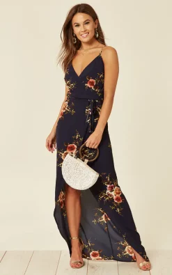 Girl In Mind Exclusive Mia Navy Floral Wrap Dress