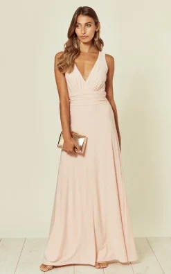 Revie London Lana Whipped Peach Maxi Bridesmaid Dress