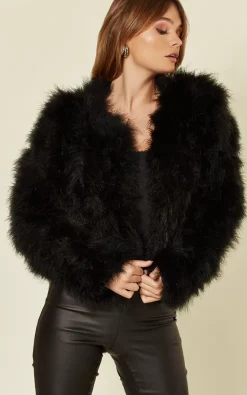 FS Collection Fluffy Feather Jacket In Black -DRESSES SHOP 2019 10 28 Susie Fscollection Chynna191625