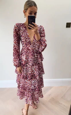 Pretty Lavish Ashton Ruffle Midi Dress Coral Abstract -DRESSES SHOP 20200318 154515529 iOS 1