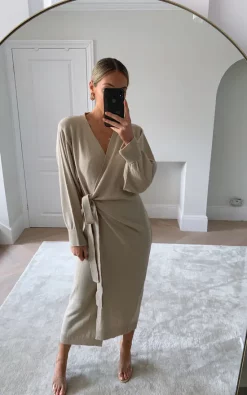 Pretty Lavish Beau Wrap Midi Dress Light Beige -DRESSES SHOP 20200416 193703390 iOS