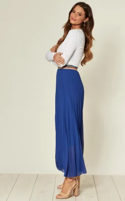 KURT MULLER Royal Blue Pleated Maxi Skirt With Elasticated Waistband -DRESSES SHOP 2020 03 16 Jen Naomi KurtMuller7986