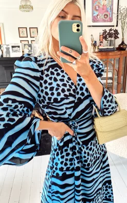 Liquorish Midi Wrap Dress In Blue Animal Print -DRESSES SHOP 2020 07 15 Megan Kasia Liquorish12