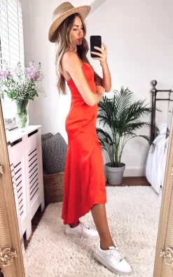 Bardot Deanna Strappy Midi Dress In Red -DRESSES SHOP 2020 07 16 Megan Cara Bardot52