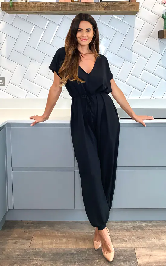 Aftershock Gold Belted Jumpsuit In Black 2 Aftershock Gold Belted Jumpsuit In Black - Image 2