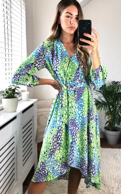 D.Anna Plunge Neck Leopard Print Wrap Midi Dress In Green/Blue And Green 7 D.Anna Plunge Neck Leopard Print Wrap Midi Dress In Green/Blue And Green -DRESSES SHOP 2020 09 10 Megan Cara D.anna14