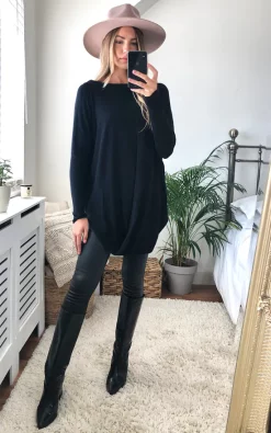 LOVE Como Boat Neck Twist Knit In Black -DRESSES SHOP 2020 09 18 Megan Cara Love97