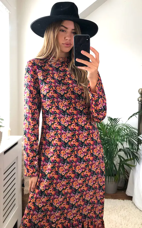 Glamorous Multi Mix Floral Long Sleeve Midi Dress 4 Glamorous Multi Mix Floral Long Sleeve Midi Dress - Image 4