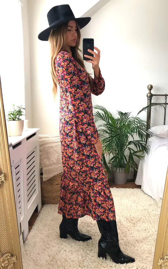 Glamorous Multi Mix Floral Long Sleeve Midi Dress 3 Glamorous Multi Mix Floral Long Sleeve Midi Dress - Image 3