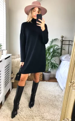 Vila Knitted Tunic With Rollneck In Black -DRESSES SHOP 2020 10 12 Megan Cara Vila42