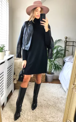 Vila Knitted Tunic With Rollneck In Black -DRESSES SHOP 2020 10 12 Megan Cara Vila43