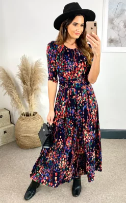 JOLIE MOI Abstract Floral Print Maxi Dress, Navy Multi