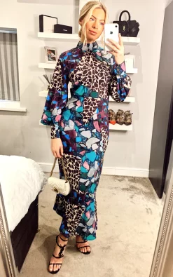 ANGELEYE Multi Print Long Chiffon High Neck Tea Dress -DRESSES SHOP 2021 01 15 Megan Sasha Angeleye39