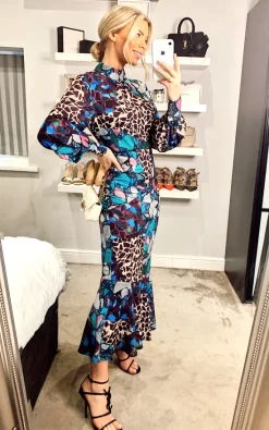 ANGELEYE Multi Print Long Chiffon High Neck Tea Dress -DRESSES SHOP 2021 01 15 Megan Sasha Angeleye40