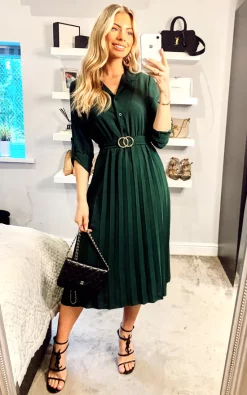 Mela London Belted Shirt Midi Dress In Green -DRESSES SHOP 2021 02 05 Megan Sasha Mela11
