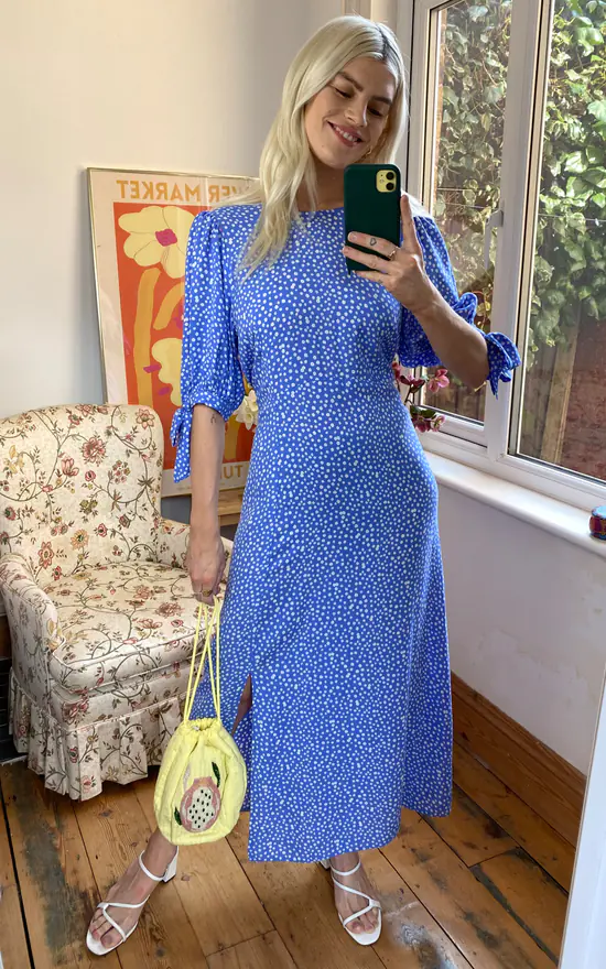 Nobody's Child Blue And White Ditsy Esme Midi Dress 1 Nobody's Child Blue And White Ditsy Esme Midi Dress