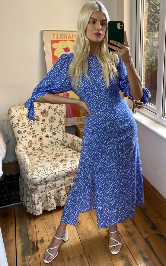 Nobody's Child Blue And White Ditsy Esme Midi Dress 2 Nobody's Child Blue And White Ditsy Esme Midi Dress - Image 2