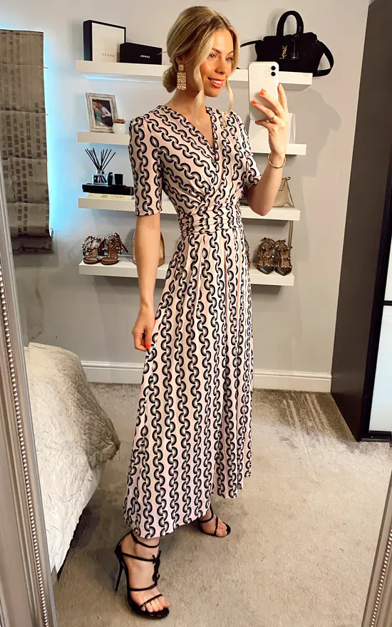 Jolie Moi Molly Geo Print Maxi Dress, Pink Geo - Image 3