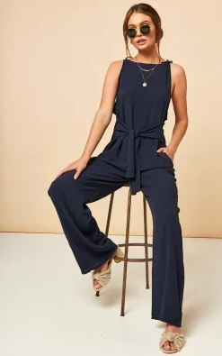 Bella And Blue Tie Front Jumpsuit In Navy -DRESSES SHOP 2021 04 22 Megan Chynna BellaAndBlue41