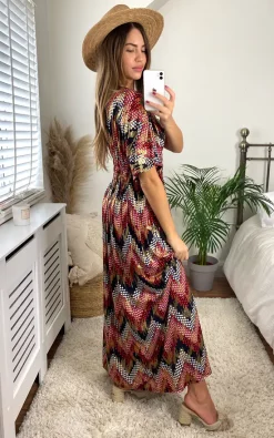 KURT MULLER Red Metallic Missoni Print Crossover Maxi Dress 6 KURT MULLER Red Metallic Missoni Print Crossover Maxi Dress -DRESSES SHOP 2021 04 23 cara kurtmuller 26 04 2021 00 42 53