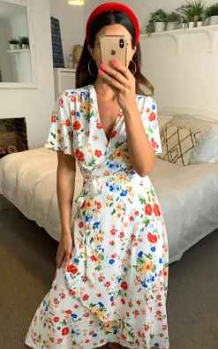 D.Anna Floral Wrap Midi Dress In White -DRESSES SHOP 2021 06 21 naomi d.anna 18 06 2021 12 02 27