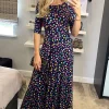 JOLIE MOI Pauline Sleeved Maxi Dress, Navy Spot