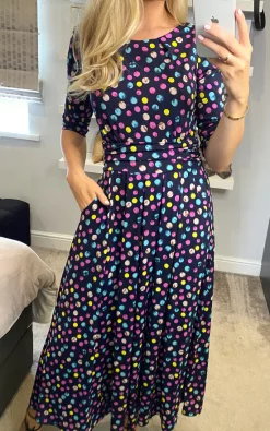 JOLIE MOI Pauline Sleeved Maxi Dress, Navy Spot -DRESSES SHOP 2021 06 28 sasha joliemoi 22 06 2021 15 28 57