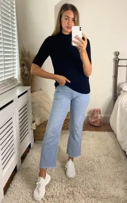 Vila Knitted Top With Short Sleeves In Black