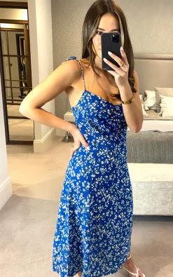 D.Anna Cami Floral Print Midi Dress In Blue -DRESSES SHOP 2021 07 28 megan D.anna 5735