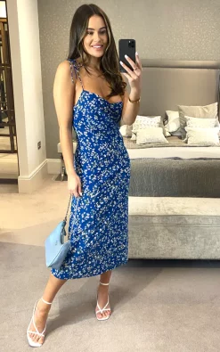 D.Anna Cami Floral Print Midi Dress In Blue