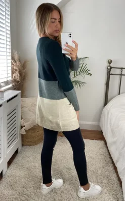 ONLY Open Front Cardigan In Green Colourblock -DRESSES SHOP 2021 08 03 Megan Cara Only23