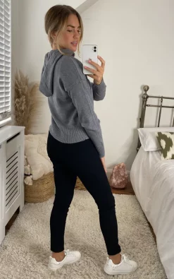 Noisy May Long Sleeve Knitted Hoodie In Grey -DRESSES SHOP 2021 08 20 Megan Cara NoisyMay14