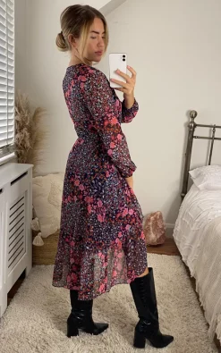 Joe Browns Ruffled Midi Wrap Dress In Mixed Floral Print -DRESSES SHOP 2021 09 07 Megan Cara JoeBrowns30