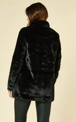 VM Faux Fur Coat With High Neck In Black -DRESSES SHOP 2021 09 08 SF JESS NAOMI VM0846