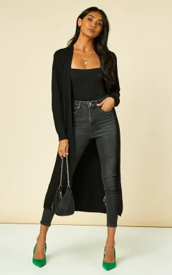 Object Longline Open Front Cardigan In Black -DRESSES SHOP 2021 09 08 SF JESS Shree Object0015