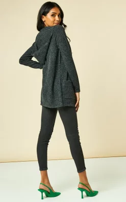 VM Hooded Cardigan In Black Melange