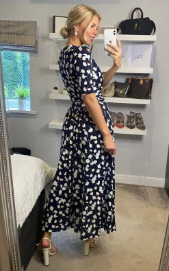 Jolie Moi Acadia Abstract Floral Print Wrap Maxi Dress, Navy/White -DRESSES SHOP 2021 09 22 Megan Sasha JolieMoi75