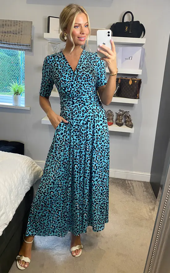 Jolie Moi Molly Jersey Maxi Dress, Blue Animal 3 Jolie Moi Molly Jersey Maxi Dress, Blue Animal - Image 3