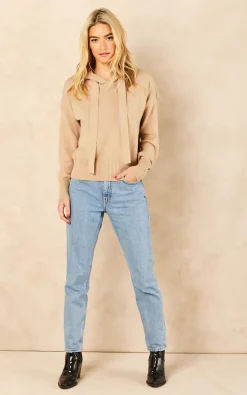 Noisy May Long Sleeve Knitted Hoodie In Beige -DRESSES SHOP 2021 09 30 Jen Tess NoisyMay7199