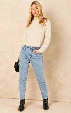 VM Ribbed Jumper With High Neck In Cream -DRESSES SHOP 2021 09 30 Jen Tess VM7290